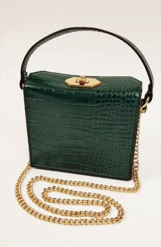 Mini Emerald Green Faux Croc Leather Crossbody Bag Item #144