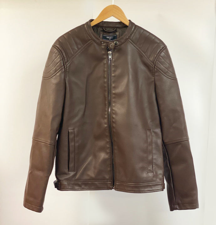 Men's Brown Faux Leather Jacket Item #202