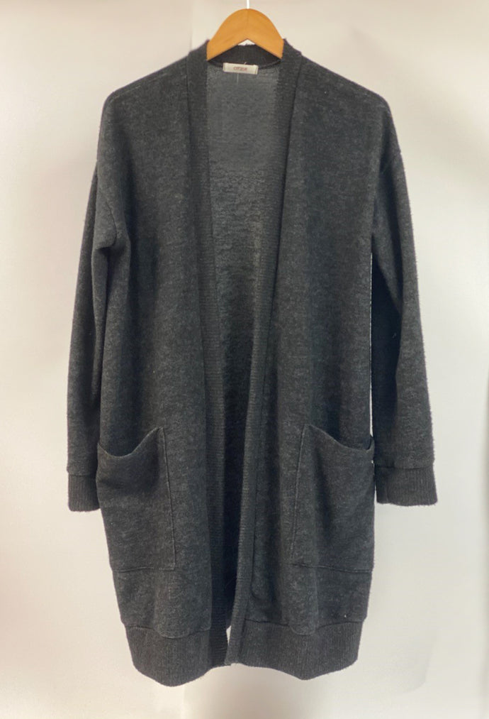 Brushed Large Pocket Open Cardigan Item #101