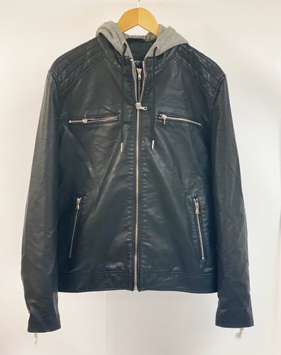 Men's Faux Leather Hooded Jacket Item #204